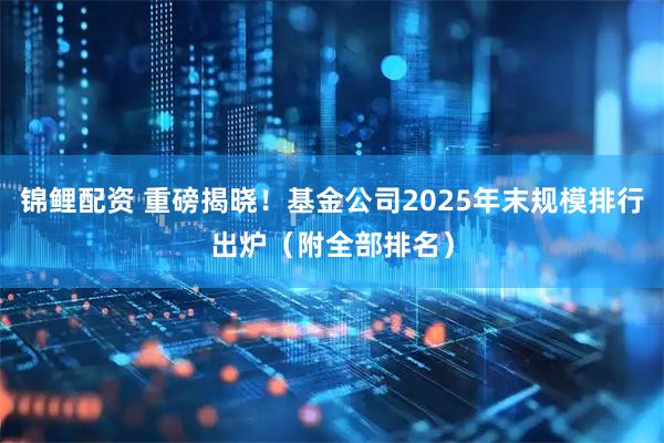 锦鲤配资 重磅揭晓！基金公司2025年末规模排行出炉（附全部排名）