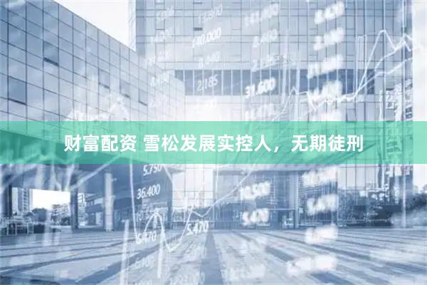 财富配资 雪松发展实控人，无期徒刑
