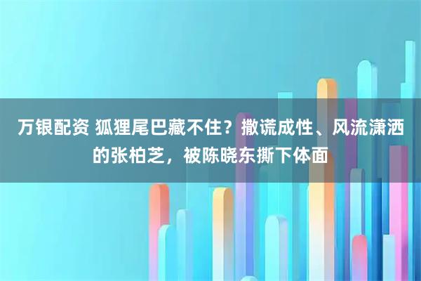 万银配资 狐狸尾巴藏不住？撒谎成性、风流潇洒的张柏芝，被陈晓东撕下体面